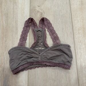 Free People Lace Trim Bralette in Mauve and Taupe